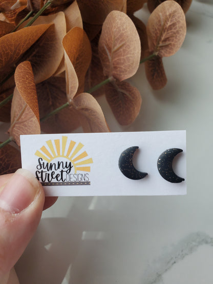 Crescent Moon Studs